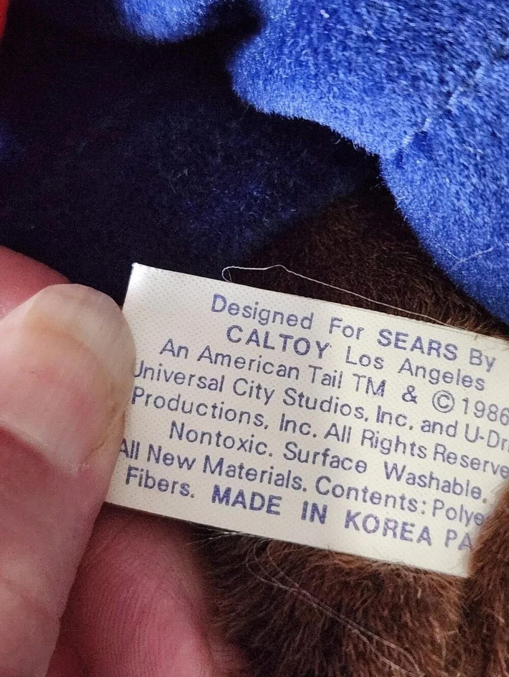 Vintage 1986 An American Tail Fievel Plush Large Sears Exclusive With Tags